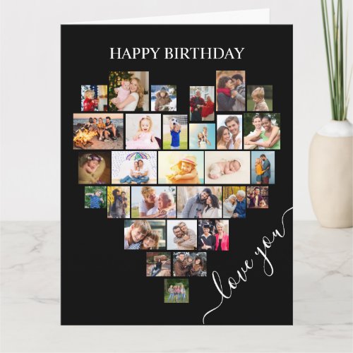 Heart Shape Photo Collage Love Script Birthday