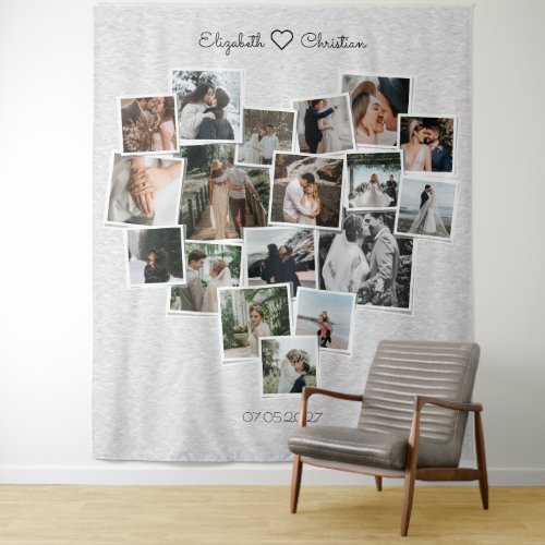 Heart Shape Photo Collage Lovely Wedding Backdrop