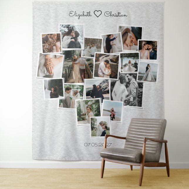 Heart Shape Photo Collage Lovely Wedding Backdrop (In Situ)