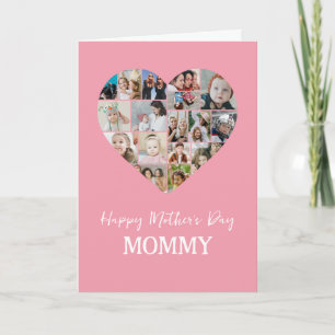 Heart Shape Photo Collage Mom Pink Mother's Day Card
