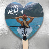 Heart Shape Photo Hand Fan with Birthday Text