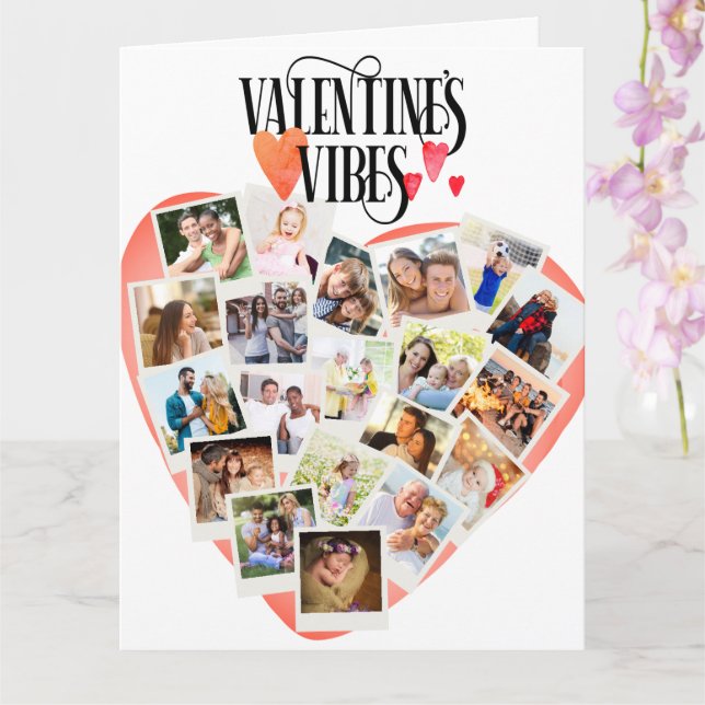 Heart Shape Photo Montage Big Valentine's Day Card (Orchid)
