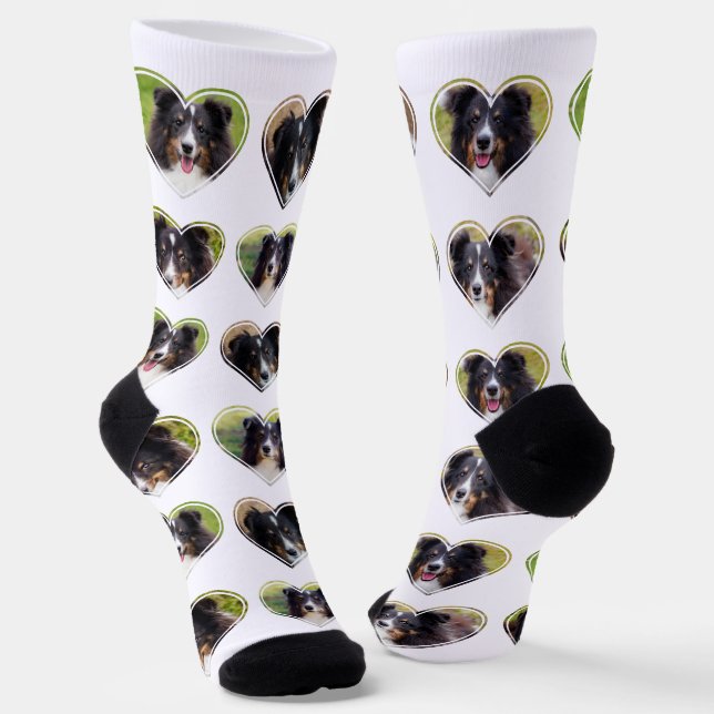 Heart Shape Photo Template For Six Photos Socks (Angled)