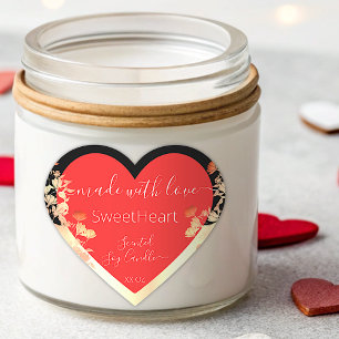 Heart Shape Product Packaging Labels Red & Gold