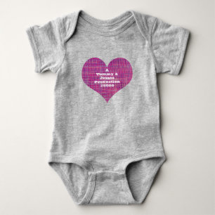 Heart Shape Production Pink Grid Baby One-Piece Bodysuit