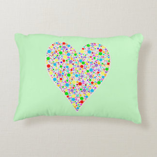 Heart Shape rainbow multi colored Polka Dots Decorative Pillow