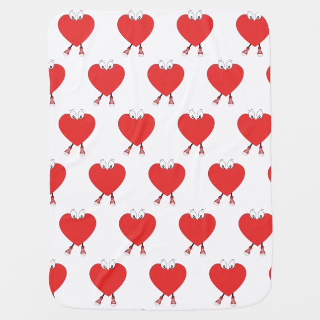 Heart Shape Red Cute Love Character Design Baby Blanket (Front)