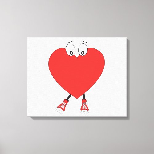 Heart Shape Red Cute Love Character Design Canvas Print