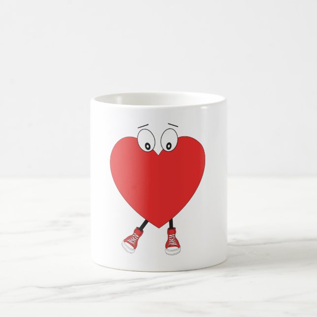 Heart Shape Red Cute Love Character Design Coffee Mug (Center)