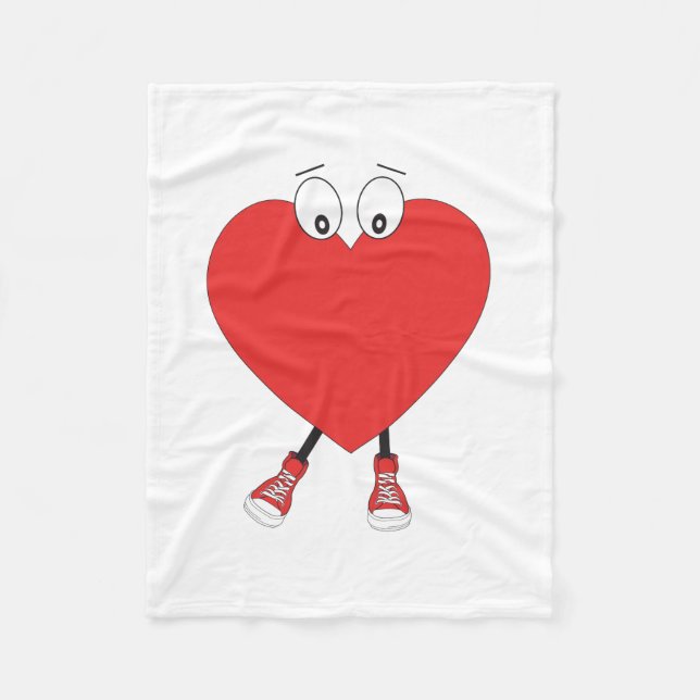 Heart Shape Red Cute Love Character Design Fleece Blanket (Front)