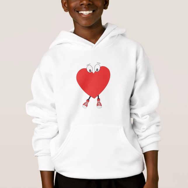 Heart Shape Red Cute Love Character Design Hoodie (Front)