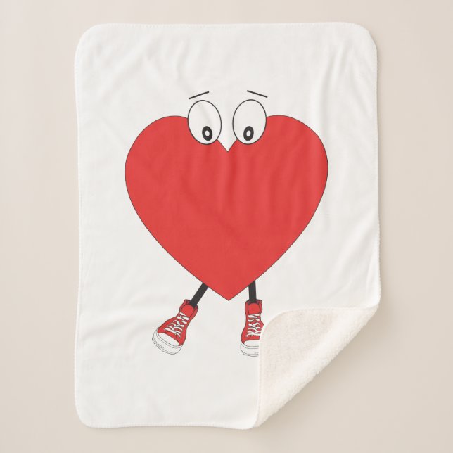 Heart Shape Red Cute Love Character Design Sherpa Blanket (Front)