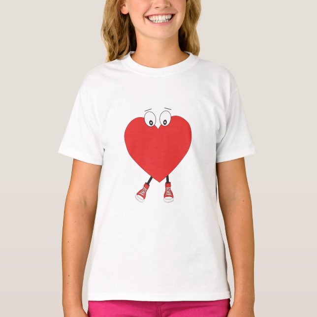 Heart Shape Red Cute Love Character Design T-Shirt (Front)
