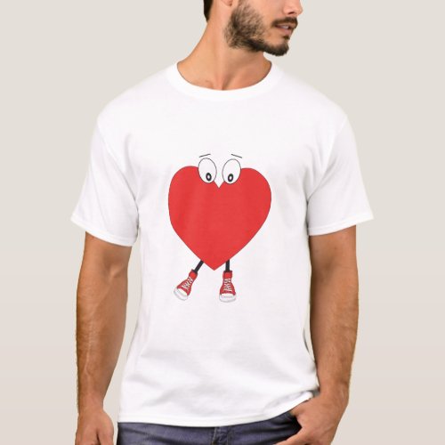 Heart Shape Red Cute Love Character Design T_Shirt