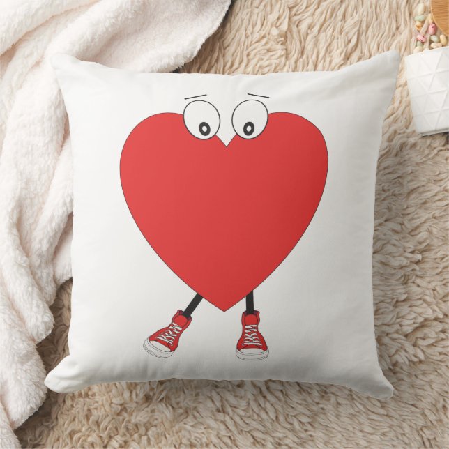 Heart Shape Red Cute Love Character Design Throw Pillow (Blanket)