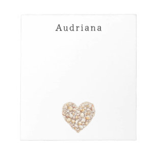 Heart Shape Sea Shells Ocean Beach Personalized Notepad
