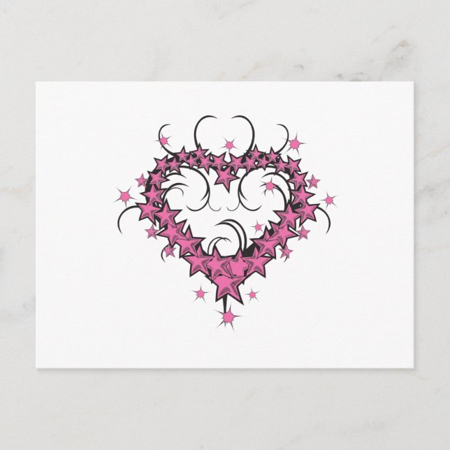 heart shape stars tattoo design postcard (Front)