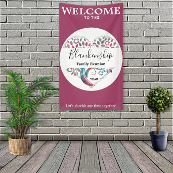 Heart Shape Tree Family Reunion Vertical Template  Banner by PaPr_Emporium at Zazzle