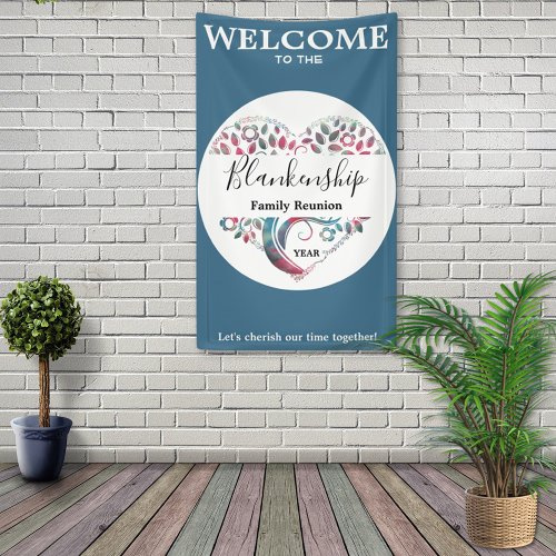 Heart Shape Tree Family Reunion Vertical Template  Banner