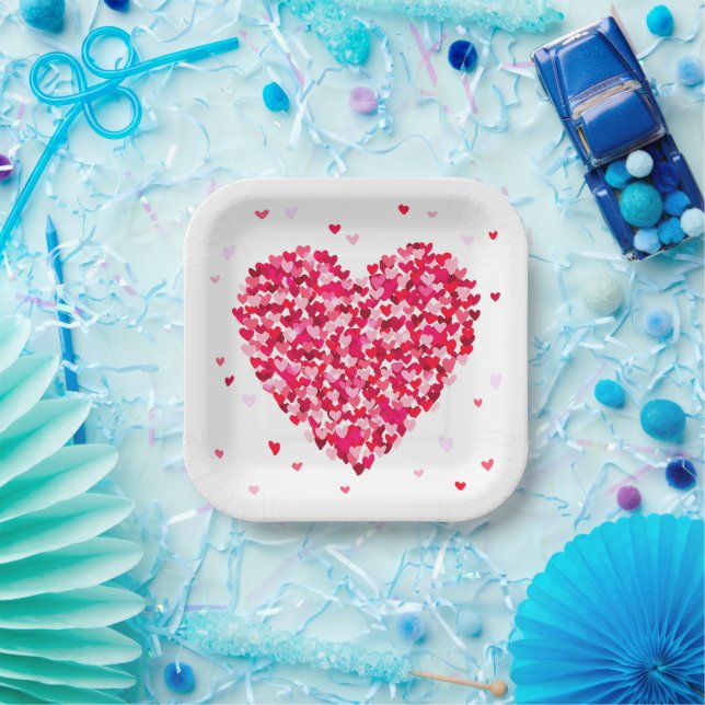 Heart Shape Valentines Day Love Gift Paper Plates (Party)