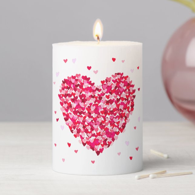 Heart Shape Valentines Day Love Gift Pillar Candle (In Situ)