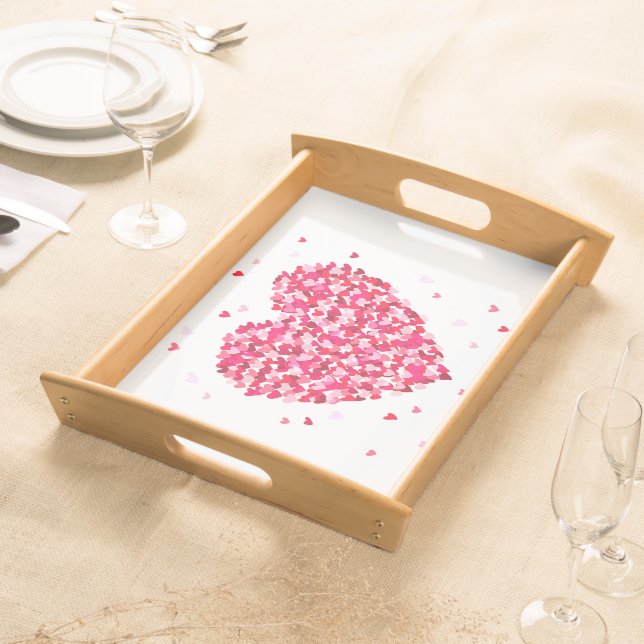 Heart Shape Valentines Day Love Gift Serving Tray (Front)