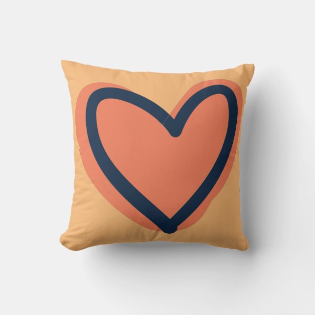 Heart shape watercolor throw pillow (Front)