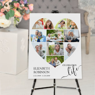 Heart Shaped 11 Photo Collage Celebration of Life Foam Board