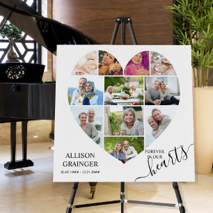 Heart Shaped 11 Photo Collage Funeral Memorial Foam Board