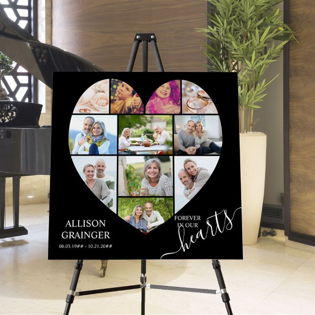 Heart Shaped 11 Photo Collage Funeral Service Foam Board (Creator Uploaded)