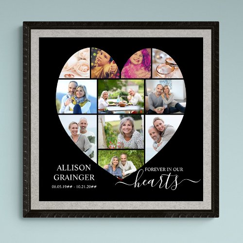 Heart Shaped 11 Photo Collage Funeral Service Poster