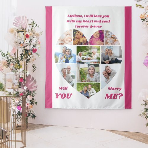 Heart Shaped 11 Photo Collage Marry Me Backdrop