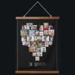 Heart Shaped 29 Photo Collage Family Name Black Hanging Tapestry<br><div class="desc">Custom photo display on large wall hanging, further personalized with your family name. The photo template displays your pictures in a heart shaped photo collage which holds 29 images. Your photos are displayed in a mix of square, landscape and portrait formats and, if you have any problems with placement, you...</div>