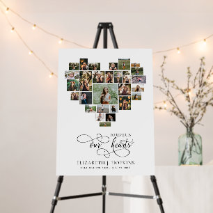 Heart Shaped 29 Photo Collage Funeral Foam Board