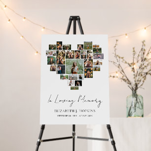 Heart Shaped 29 Photo Collage Memorial Funeral Foam Board