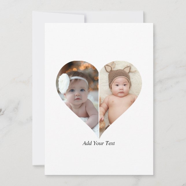 Heart Shaped 2 Photo Collage Announcement (Front)