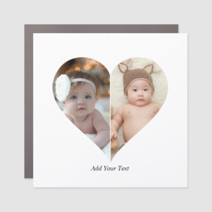 Heart Shaped 2 Photo Collage Car Magnet