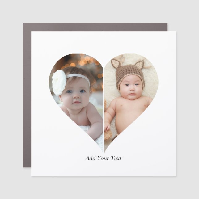 Heart Shaped 2 Photo Collage Car Magnet (Front)