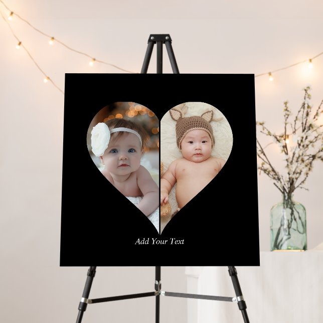 Heart Shaped 2 Photo Collage Foam Board (In Situ (Stand))