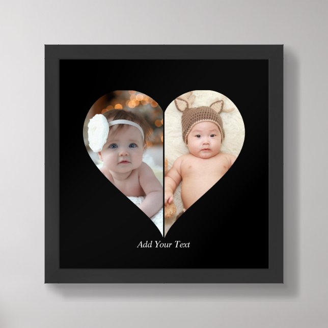 Heart Shaped 2 Photo Collage Framed Art (Framed Front)