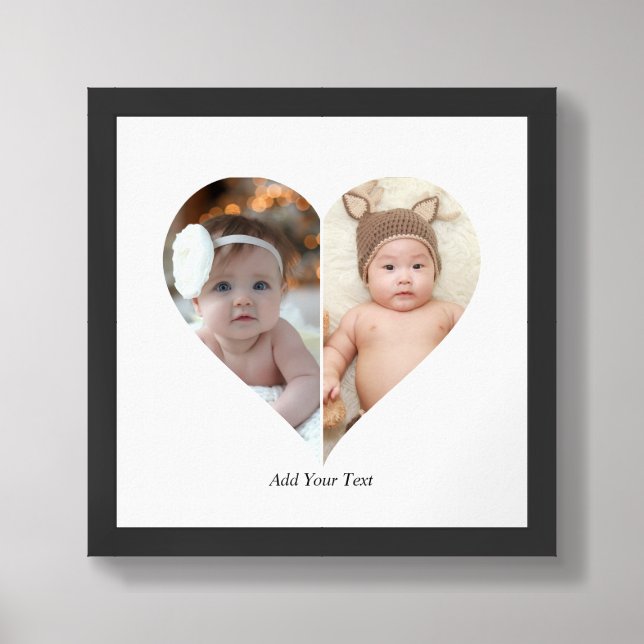 Heart Shaped 2 Photo Collage Framed Art (Framed Front)