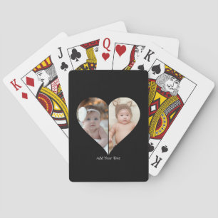 Heart Shaped 2 Photo Collage Poker Cards