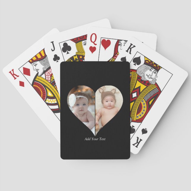 Heart Shaped 2 Photo Collage Poker Cards (Back)
