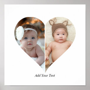 Heart Shaped 2 Photo Collage Poster