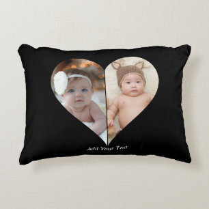 Heart Shaped 2 Photo Collage Poster Accent Pillow