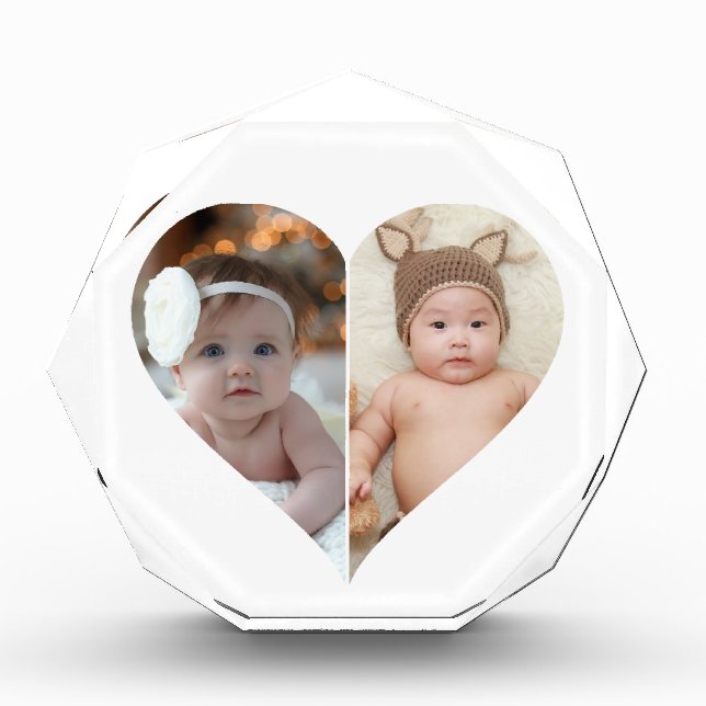 Heart Shaped 2 Photo Collage Poster Acrylic Award (Front)