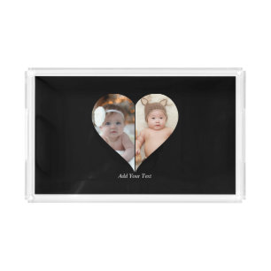 Heart Shaped 2 Photo Collage Poster Acrylic Tray