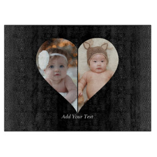 Heart Shaped 2 Photo Collage Poster Cutting Board