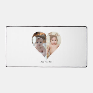 Heart Shaped 2 Photo Collage Poster Desk Mat