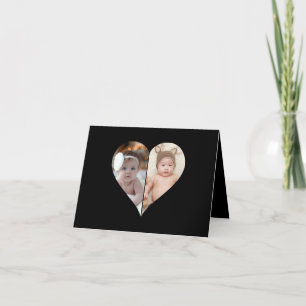 Heart Shaped 2 Photo Collage Poster Letterpress Thank You Card
